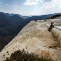 MEX OAX SanLorenzoAlbarradas 2019APR04 HierveElAgua 005  The site consist of two waterfall-like rock formations - " cascada chica " ( small waterfall ) being 30 metres ( 98 foot ) and " cascada grande " ( large waterfall ) measuring 90 metres ( 295 feet ) in height. : - DATE, - PLACES, - TRIPS, 10's, 2019, 2019 - Taco's & Toucan's, Americas, April, Day, Hierve el Agua, Mexico, Month, North America, Oaxaca, San Lorenzo Albarradas, South Pacific Coast, Thursday, Year